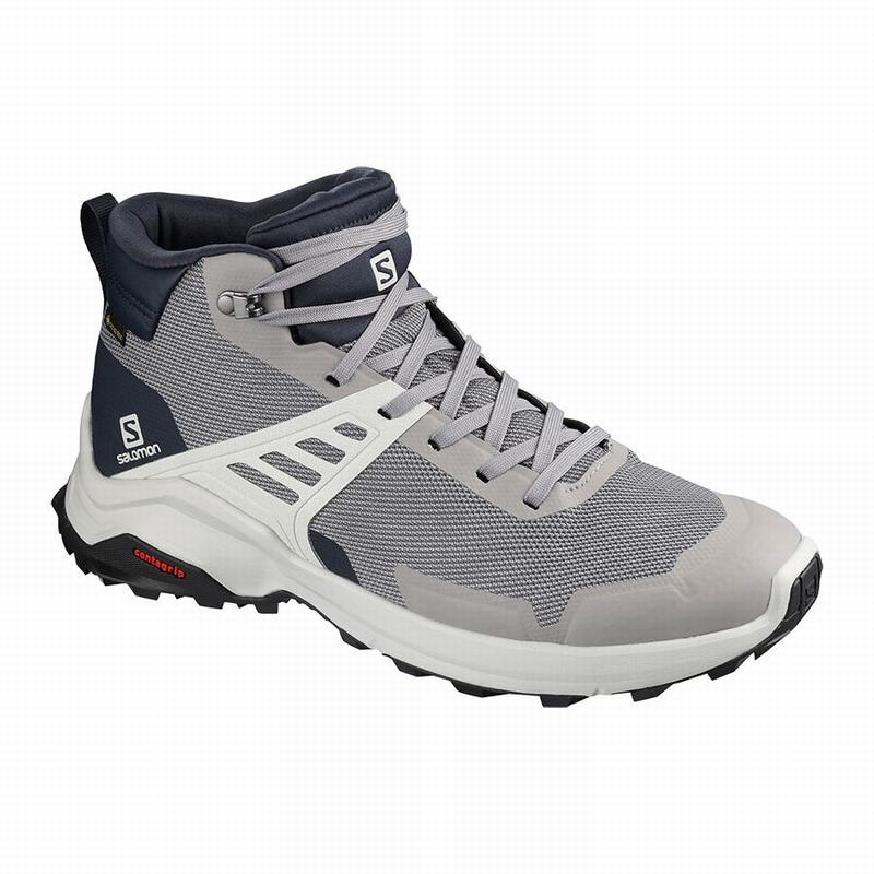 Chaussures De Randonnée Salomon Homme Grise / Bleu Marine - Salomon X RAISE MID GORE-TEX - France (4